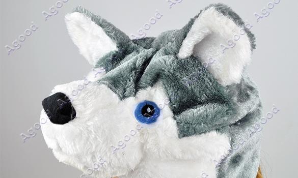 Cartoon Husky Animals Cute Plush Fancy Dress Fluffy Costume Hat Easy Pull on Top