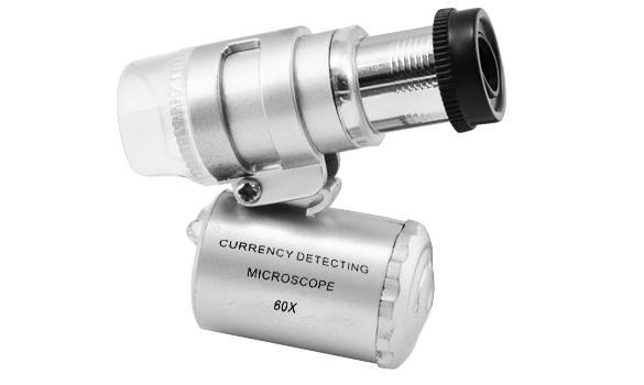 Mini 60X Microscope Loupe LED Magnifier Money Detector  