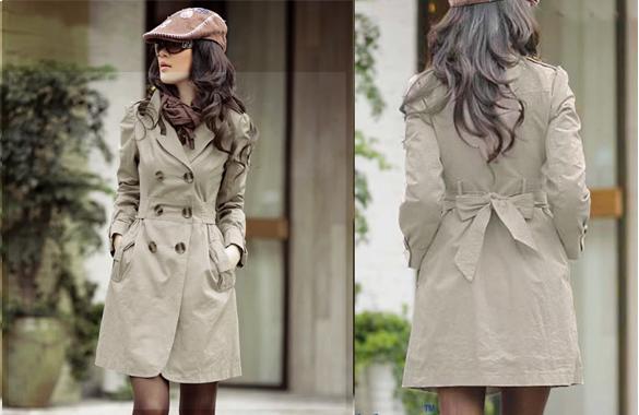 Womens Ladies Fashion Slim Fit Trench Double Breasted Coat Jacket 